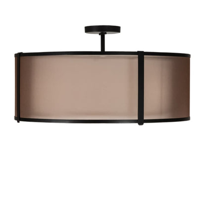 Meyda Tiffany Cilindro 3 Light 30" Wide Semi-Flush Drum Ceiling Fixture - Flat Black Finish - GU24 Bulb Base