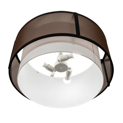Meyda Tiffany Cilindro 3 Light 30" Wide Semi-Flush Drum Ceiling Fixture - Flat Black Finish - GU24 Bulb Base