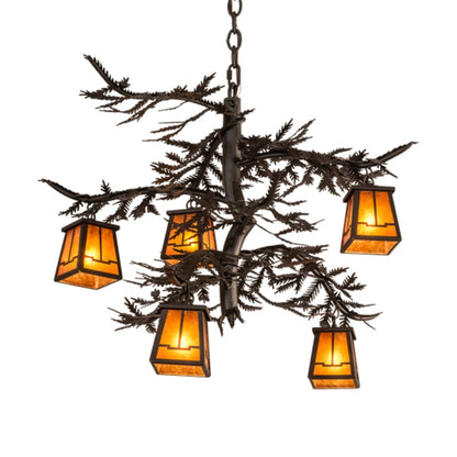 Meyda Tiffany Pine Branch 5 Light 29" Wide Chandelier