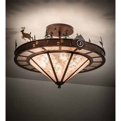 Meyda Tiffany Wildlife 6 Light 32" Wide Semi-Flush Ceiling Fixture