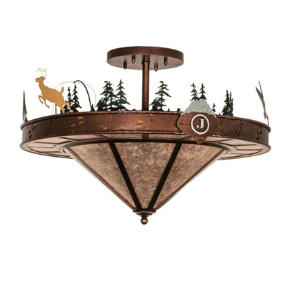 Meyda Tiffany Wildlife 6 Light 32" Wide Semi-Flush Ceiling Fixture