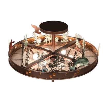 Meyda Tiffany Wildlife 6 Light 32" Wide Semi-Flush Ceiling Fixture