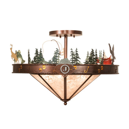 Meyda Tiffany Wildlife 6 Light 32" Wide Semi-Flush Ceiling Fixture