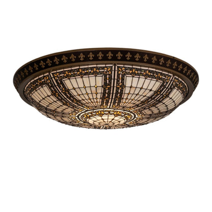 Meyda Tiffany Fleur-de-lis 8 Light 45" Wide Flush Mount Bowl Ceiling Fixture
