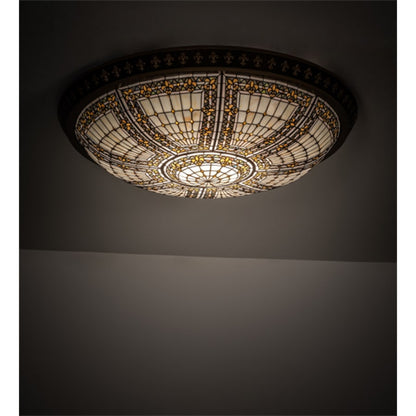 Meyda Tiffany Fleur-de-lis 8 Light 45" Wide Flush Mount Bowl Ceiling Fixture