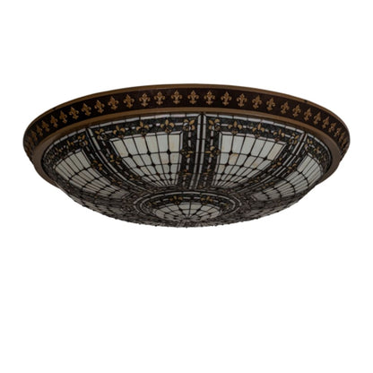 Meyda Tiffany Fleur-de-lis 8 Light 45" Wide Flush Mount Bowl Ceiling Fixture