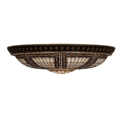Meyda Tiffany Fleur-de-lis 8 Light 45" Wide Flush Mount Bowl Ceiling Fixture