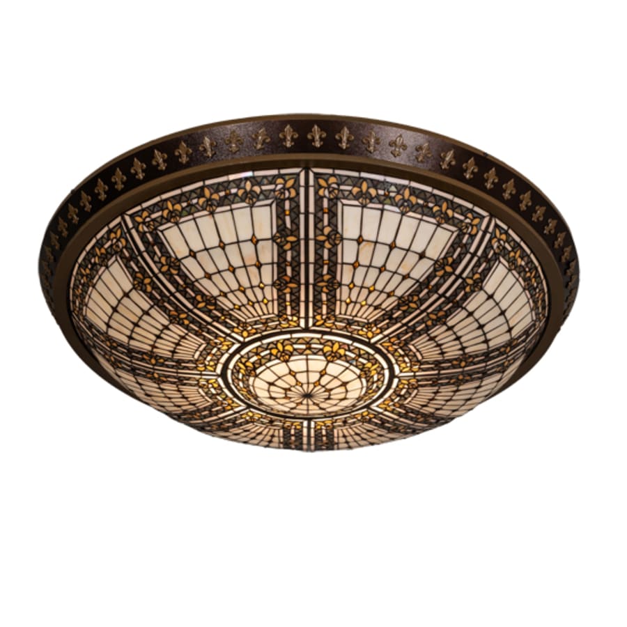 Meyda Tiffany Fleur-de-lis 8 Light 45" Wide Flush Mount Bowl Ceiling Fixture