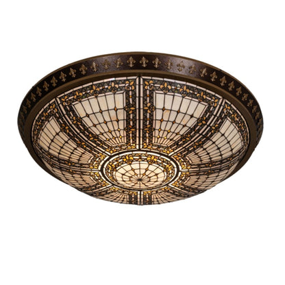 Meyda Tiffany Fleur-de-lis 8 Light 45" Wide Flush Mount Bowl Ceiling Fixture