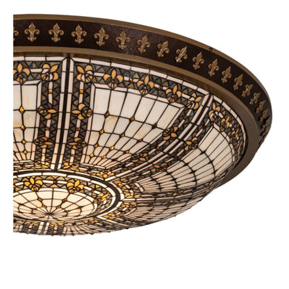Meyda Tiffany Fleur-de-lis 8 Light 45" Wide Flush Mount Bowl Ceiling Fixture