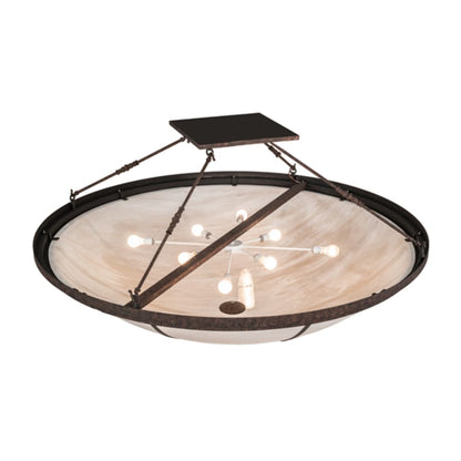 Meyda Tiffany Commerce 8 Light 72" Wide Semi-Flush Bowl Ceiling Fixture - Rococo Finish