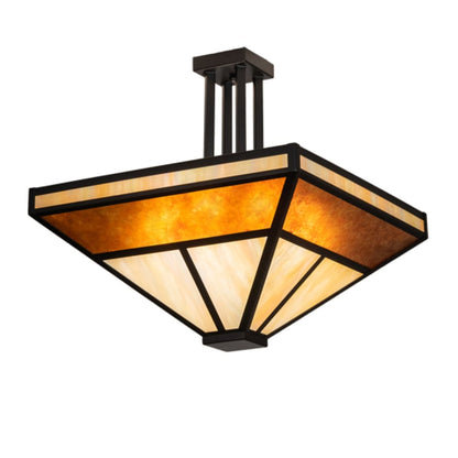 Meyda Tiffany T Mission 8 Light 34" Wide Semi-Flush Ceiling Fixture - Flat Black Finish