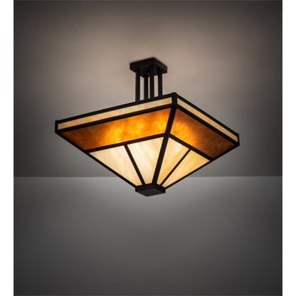 Meyda Tiffany T Mission 8 Light 34" Wide Semi-Flush Ceiling Fixture - Flat Black Finish