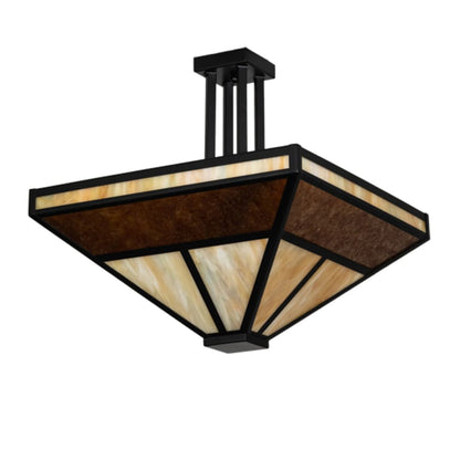 Meyda Tiffany T Mission 8 Light 34" Wide Semi-Flush Ceiling Fixture - Flat Black Finish