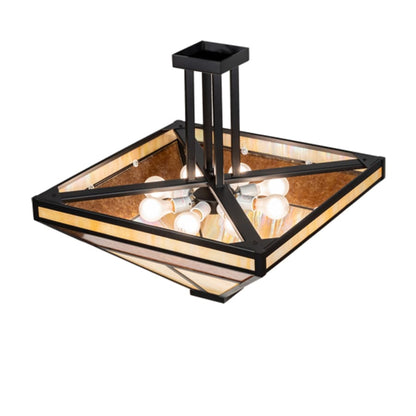 Meyda Tiffany T Mission 8 Light 34" Wide Semi-Flush Ceiling Fixture - Flat Black Finish