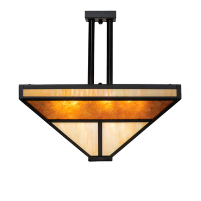 Meyda Tiffany T Mission 8 Light 34" Wide Semi-Flush Ceiling Fixture - Flat Black Finish