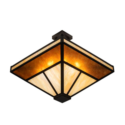 Meyda Tiffany T Mission 8 Light 34" Wide Semi-Flush Ceiling Fixture - Flat Black Finish