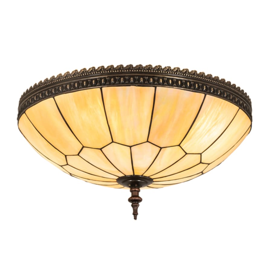 Meyda Tiffany Vincent Honeycomb 4 Light 21" Wide Semi-Flush Bowl Ceiling Fixture with Iridescent Glass Shade - Mahogany Bronze Finish