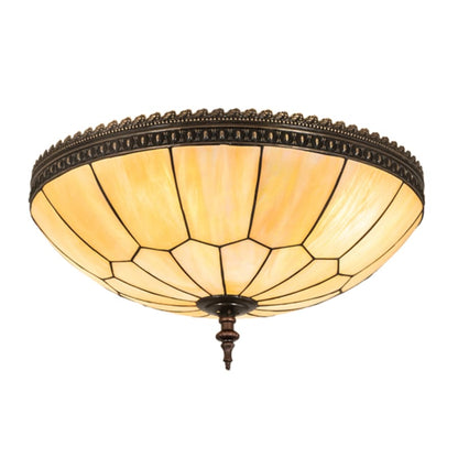 Meyda Tiffany Vincent Honeycomb 4 Light 21" Wide Semi-Flush Bowl Ceiling Fixture with Iridescent Glass Shade - Mahogany Bronze Finish