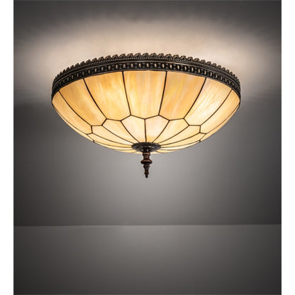 Meyda Tiffany Vincent Honeycomb 4 Light 21" Wide Semi-Flush Bowl Ceiling Fixture with Iridescent Glass Shade - Mahogany Bronze Finish