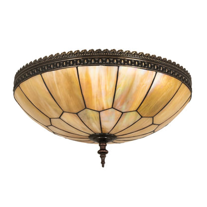Meyda Tiffany Vincent Honeycomb 4 Light 21" Wide Semi-Flush Bowl Ceiling Fixture with Iridescent Glass Shade - Mahogany Bronze Finish