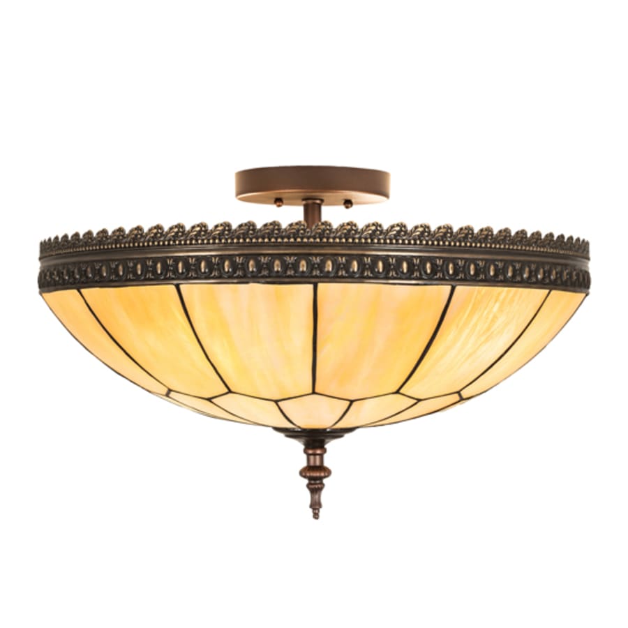 Meyda Tiffany Vincent Honeycomb 4 Light 21" Wide Semi-Flush Bowl Ceiling Fixture with Iridescent Glass Shade - Mahogany Bronze Finish