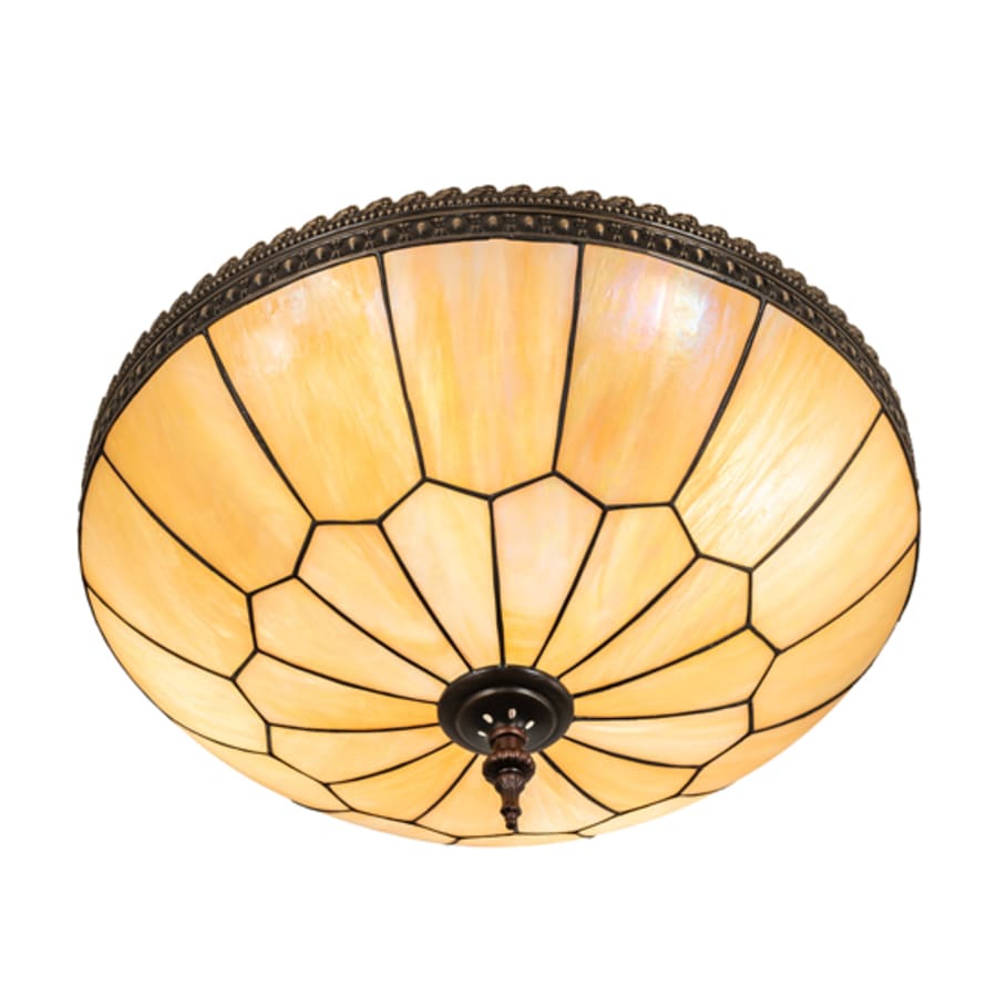 Meyda Tiffany Vincent Honeycomb 4 Light 21" Wide Semi-Flush Bowl Ceiling Fixture with Iridescent Glass Shade - Mahogany Bronze Finish