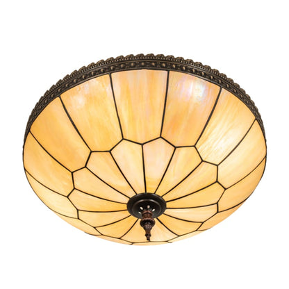 Meyda Tiffany Vincent Honeycomb 4 Light 21" Wide Semi-Flush Bowl Ceiling Fixture with Iridescent Glass Shade - Mahogany Bronze Finish