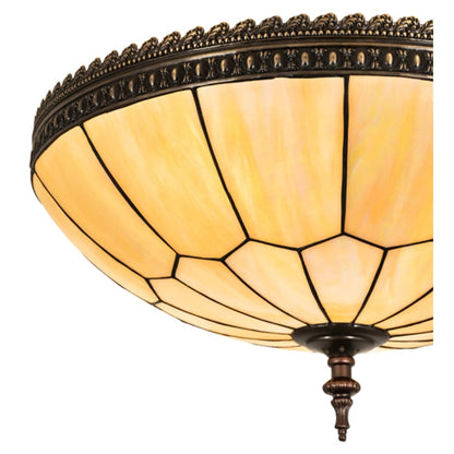 Meyda Tiffany Vincent Honeycomb 4 Light 21" Wide Semi-Flush Bowl Ceiling Fixture with Iridescent Glass Shade - Mahogany Bronze Finish