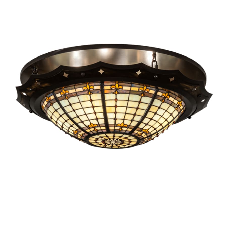 Meyda Tiffany Fleur-de-Lite 4 Light 32" Wide Semi-Flush Bowl Ceiling Fixture