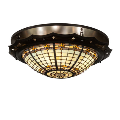 Meyda Tiffany Fleur-de-Lite 4 Light 32" Wide Semi-Flush Bowl Ceiling Fixture