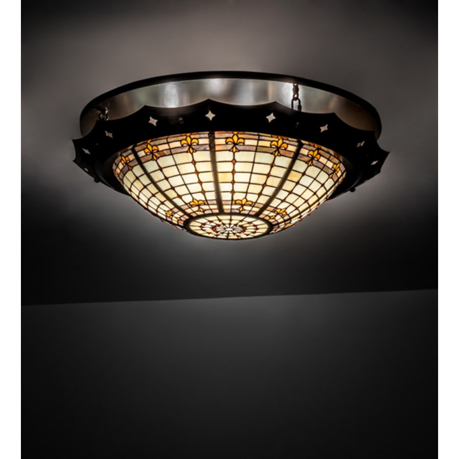 Meyda Tiffany Fleur-de-Lite 4 Light 32" Wide Semi-Flush Bowl Ceiling Fixture
