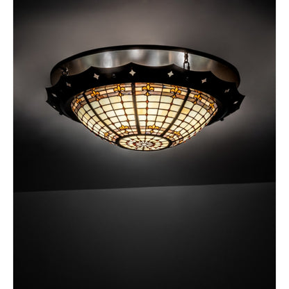 Meyda Tiffany Fleur-de-Lite 4 Light 32" Wide Semi-Flush Bowl Ceiling Fixture