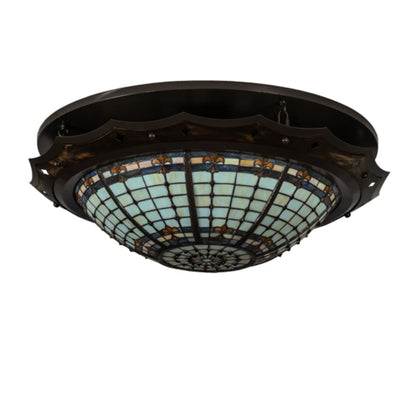 Meyda Tiffany Fleur-de-Lite 4 Light 32" Wide Semi-Flush Bowl Ceiling Fixture