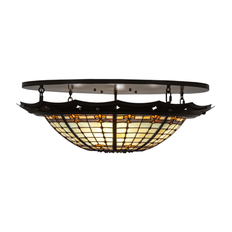 Meyda Tiffany Fleur-de-Lite 4 Light 32" Wide Semi-Flush Bowl Ceiling Fixture