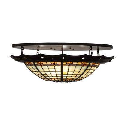 Meyda Tiffany Fleur-de-Lite 4 Light 32" Wide Semi-Flush Bowl Ceiling Fixture
