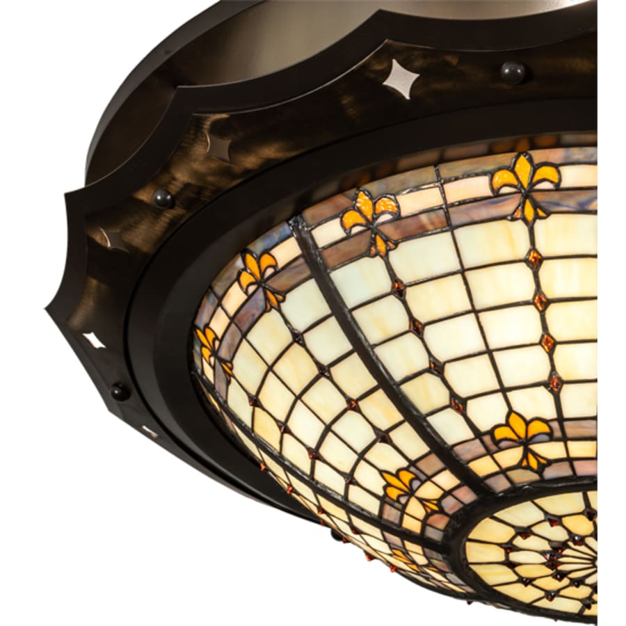 Meyda Tiffany Fleur-de-Lite 4 Light 32" Wide Semi-Flush Bowl Ceiling Fixture