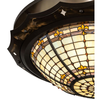 Meyda Tiffany Fleur-de-Lite 4 Light 32" Wide Semi-Flush Bowl Ceiling Fixture
