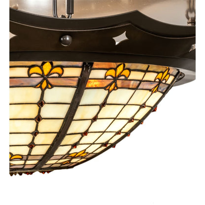 Meyda Tiffany Fleur-de-Lite 4 Light 32" Wide Semi-Flush Bowl Ceiling Fixture