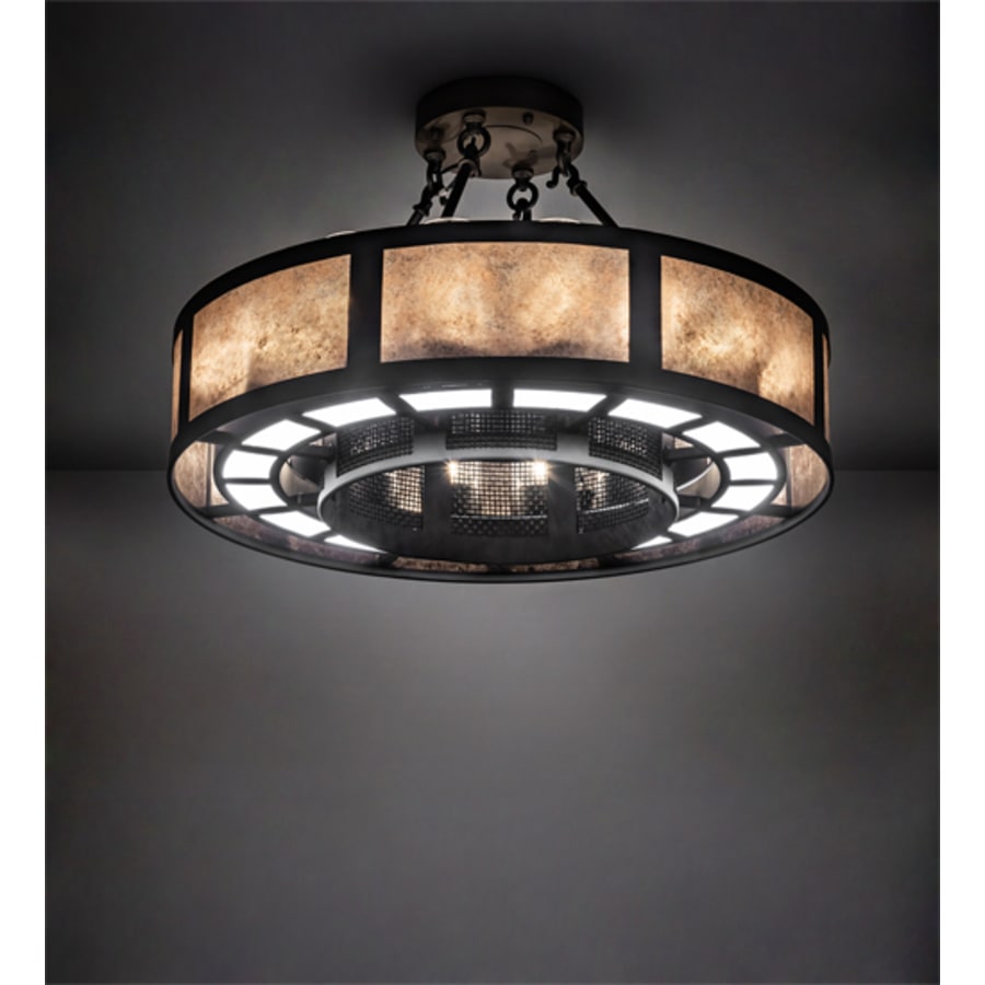 Meyda Tiffany Smythe Craftsman 16 Light 30" Wide Semi-Flush Drum Ceiling Fixture