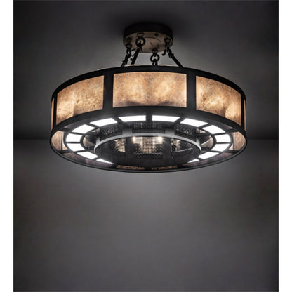 Meyda Tiffany Smythe Craftsman 16 Light 30" Wide Semi-Flush Drum Ceiling Fixture