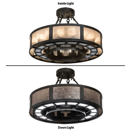 Meyda Tiffany Smythe Craftsman 16 Light 30" Wide Semi-Flush Drum Ceiling Fixture