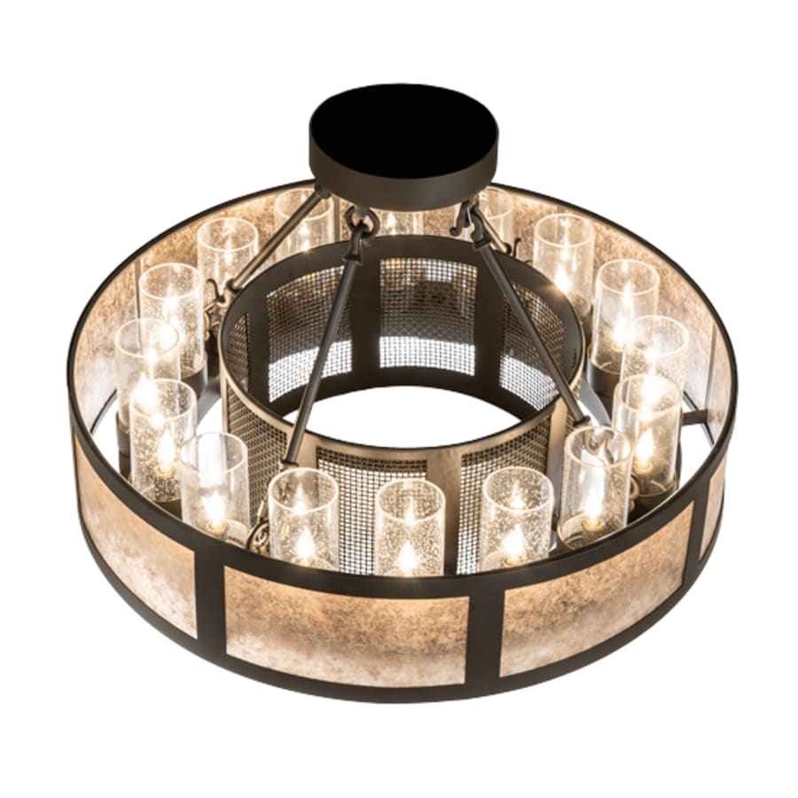 Meyda Tiffany Smythe Craftsman 16 Light 30" Wide Semi-Flush Drum Ceiling Fixture