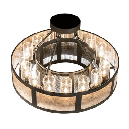 Meyda Tiffany Smythe Craftsman 16 Light 30" Wide Semi-Flush Drum Ceiling Fixture
