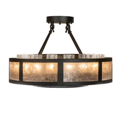 Meyda Tiffany Smythe Craftsman 16 Light 30" Wide Semi-Flush Drum Ceiling Fixture