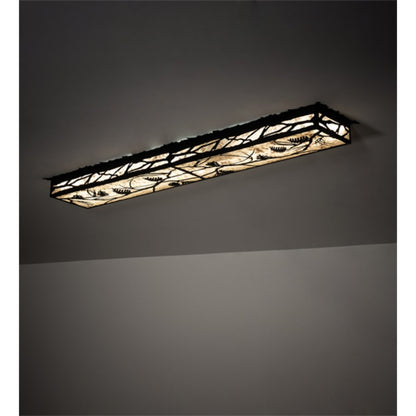 Meyda Tiffany Whispering Pines 62" Wide LED Flush Mount Ceiling Fixture - Flat Black Finish