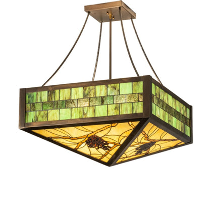 Meyda Tiffany Pinecone 4 Light 33" Wide Semi-Flush Ceiling Fixture