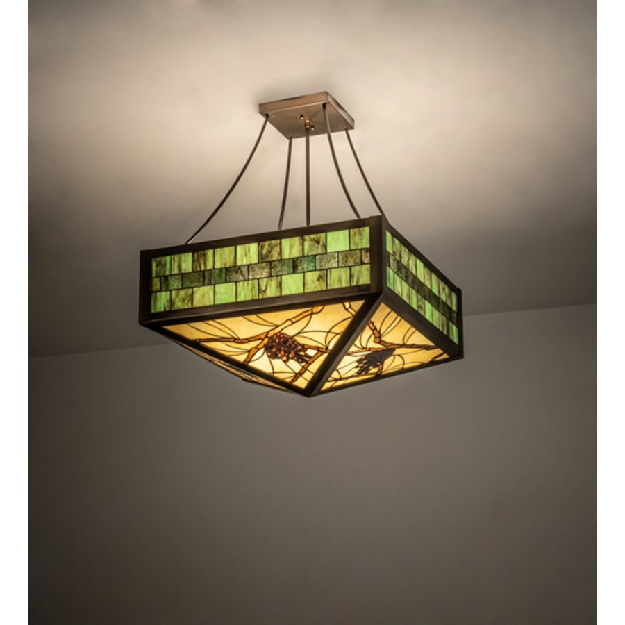 Meyda Tiffany Pinecone 4 Light 33" Wide Semi-Flush Ceiling Fixture