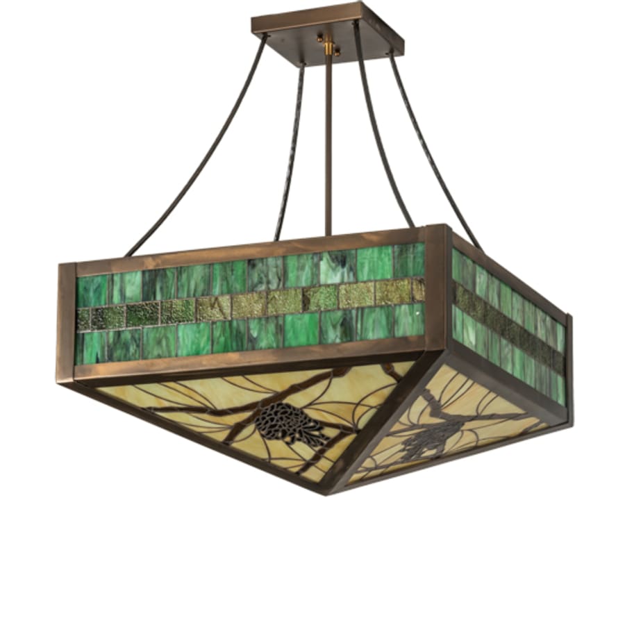 Meyda Tiffany Pinecone 4 Light 33" Wide Semi-Flush Ceiling Fixture
