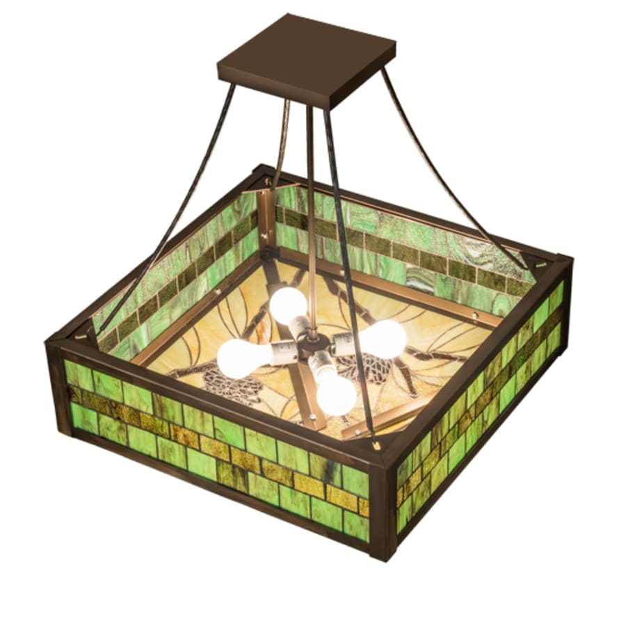 Meyda Tiffany Pinecone 4 Light 33" Wide Semi-Flush Ceiling Fixture